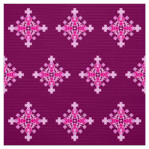 Four point Mandala Pattern, Pale Pink and Plum Fabric