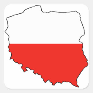 FOUR Poland Flag Map Square Sticker