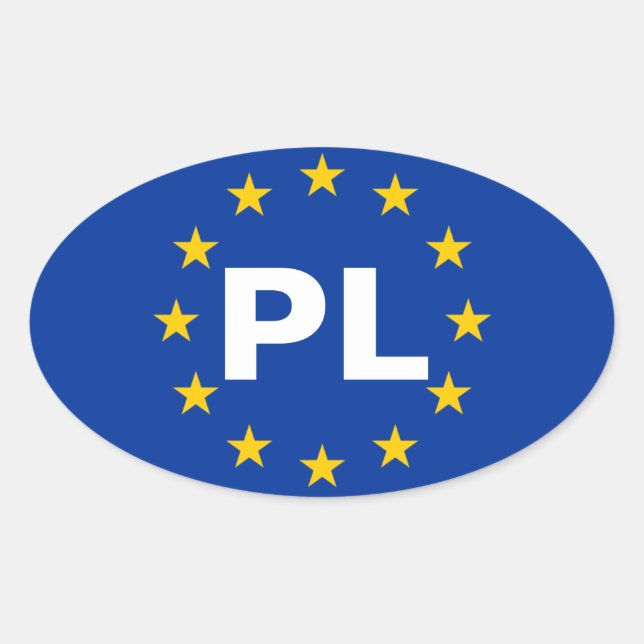 FOUR Poland "PL" European Union Flag Oval Sticker (Front)