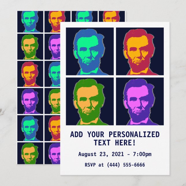 Four Pop Art Abraham Lincolns Invitation (Front/Back)