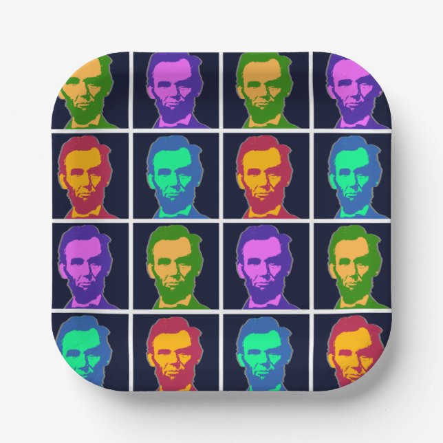 Four Pop Art Abraham Lincolns Paper Plate (Front)