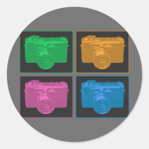 Four Pop Art Cameras Classic Round Sticker
