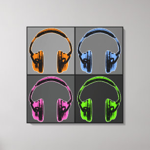 Four Pop Art Headphones Canvas Print