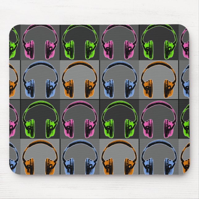 Four Pop Art Headphones Mouse Pad (Front)