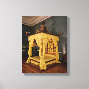 Four Poster Bed, in the Chinese style, 1750s Canvas Print