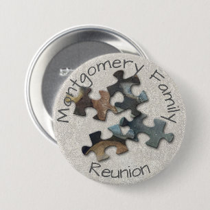 Four Puzzle Pieces Family Reunion Memento 3 Inch Round Button