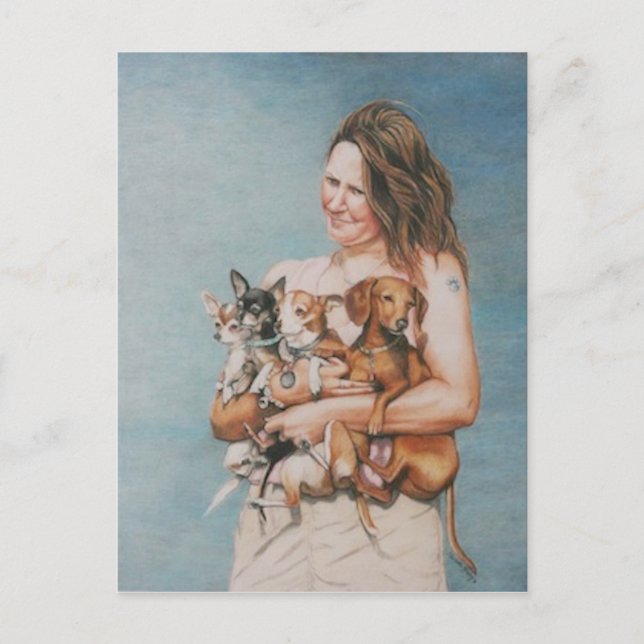 Four Rescues Dog Art Postcard (Front)