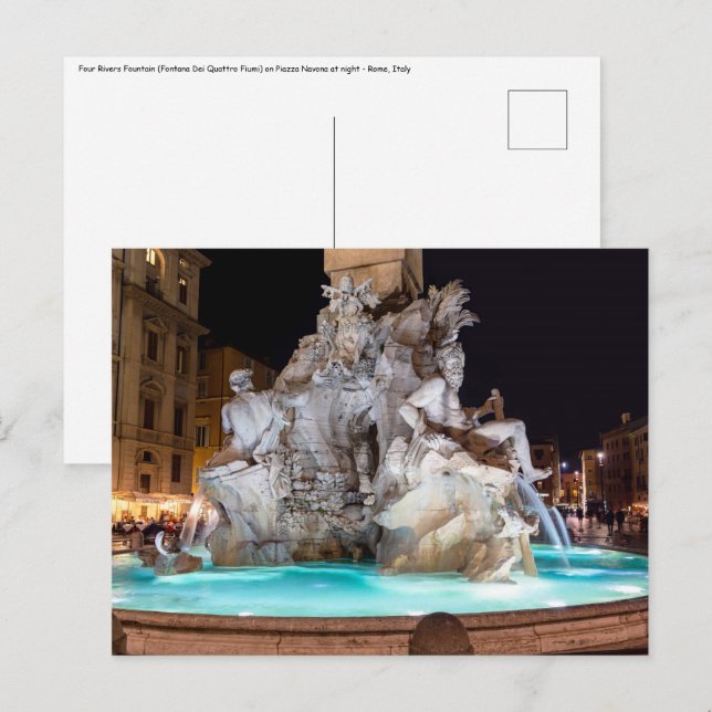 Four Rivers Fountain on Piazza Navona in Rome Postcard (Front/Back)