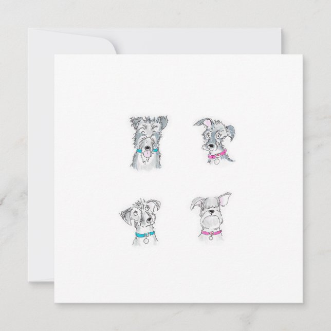 Four scruffy dogs card (Front)