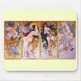 Four Seasons Alfons Mucha Mouse Pad