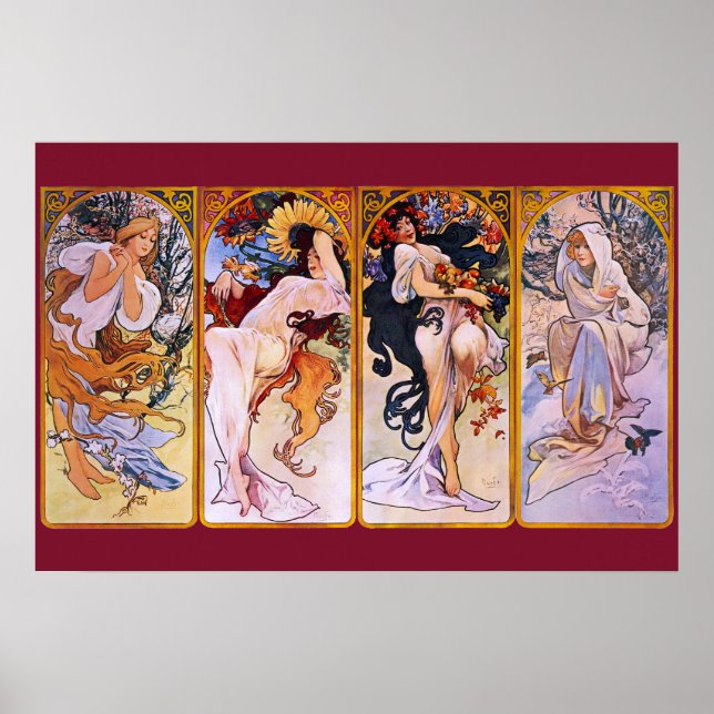 Four Seasons Alfons Mucha Poster (Front)