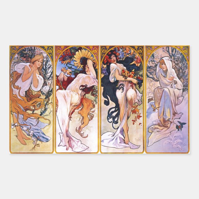 Four Seasons by Alphonse Mucha 1895 Sticker (Front)