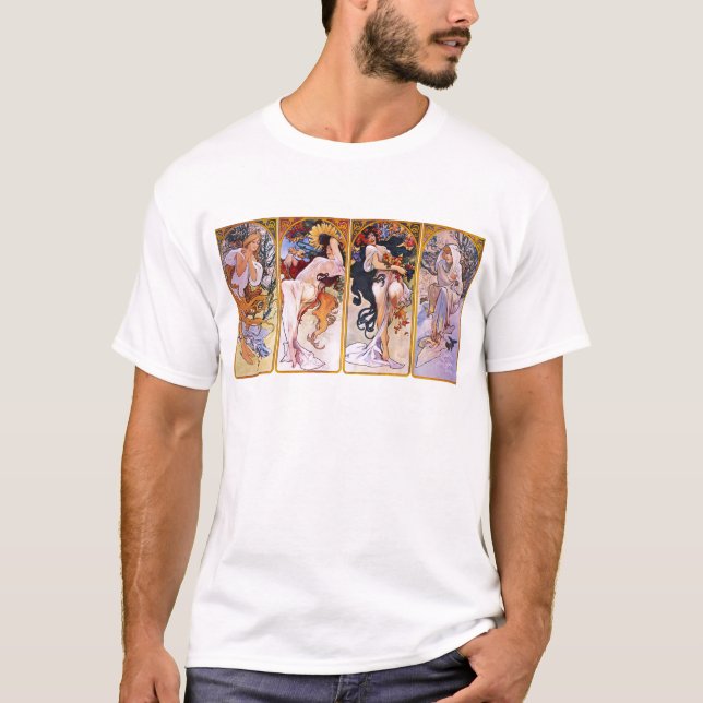 Four Seasons by Alphonse Mucha T-Shirt (Front)