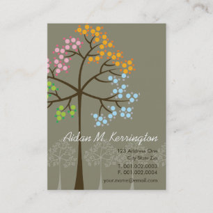 Four Seasons Colourful Dotted Tree Modern Nature Business Card