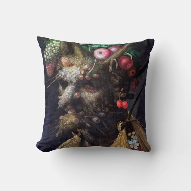 Four Seasons in One Head, Arcimboldo Throw Pillow (Front)