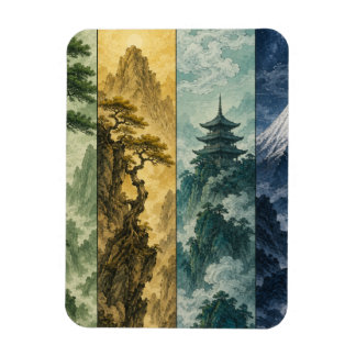 Four Seasons Mountain | Japanese Ink Landscape Magnet