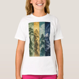 Four Seasons Mountain Japanese Ink Landscape T-Shirt