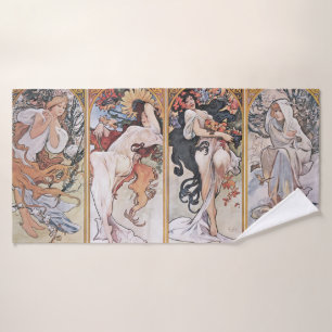 Four Seasons, Mucha Bath Towel