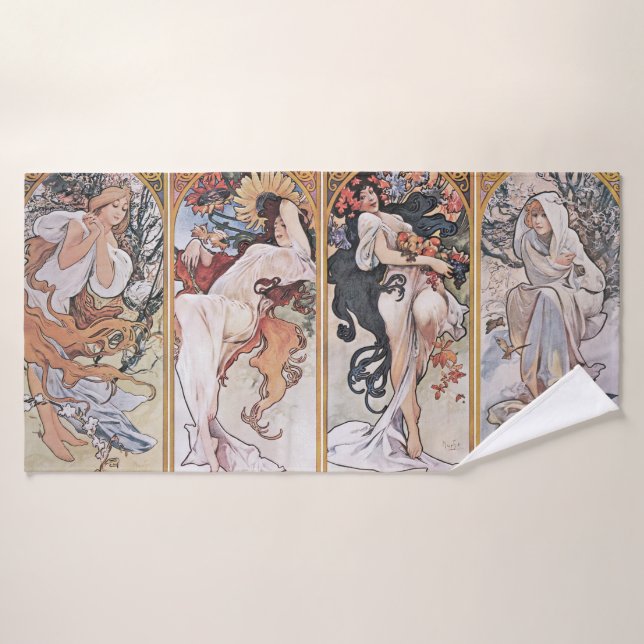 Four Seasons, Mucha Bath Towel (Bath Towel)