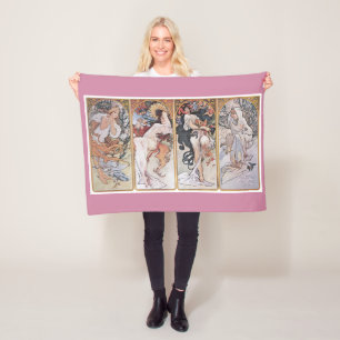 Four Seasons, Mucha Fleece Blanket