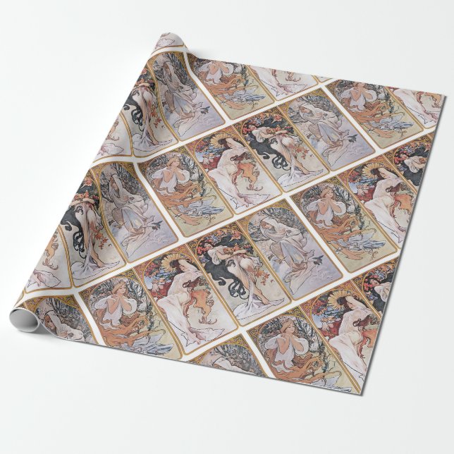 Four Seasons, Mucha Wrapping Paper (Unrolled)