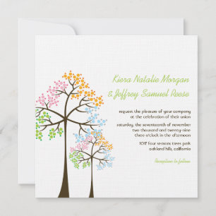 Four Seasons Trees Forest Woodland Wedding Invite