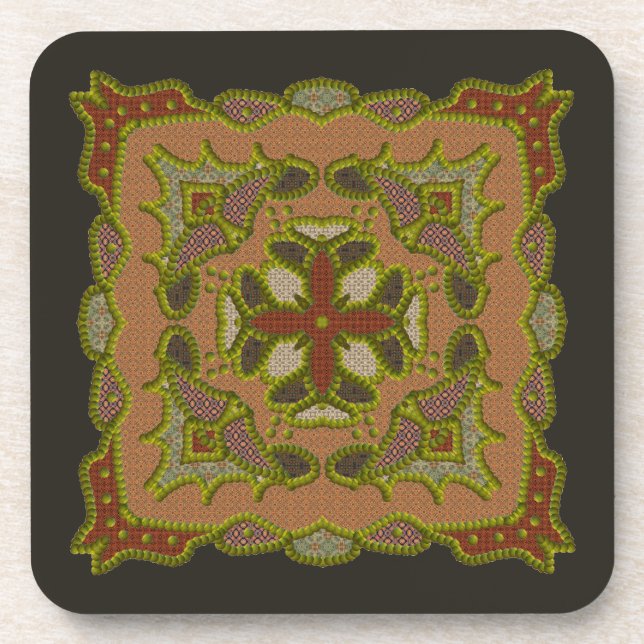Four Sided Beaded Mandala Coaster (Front)