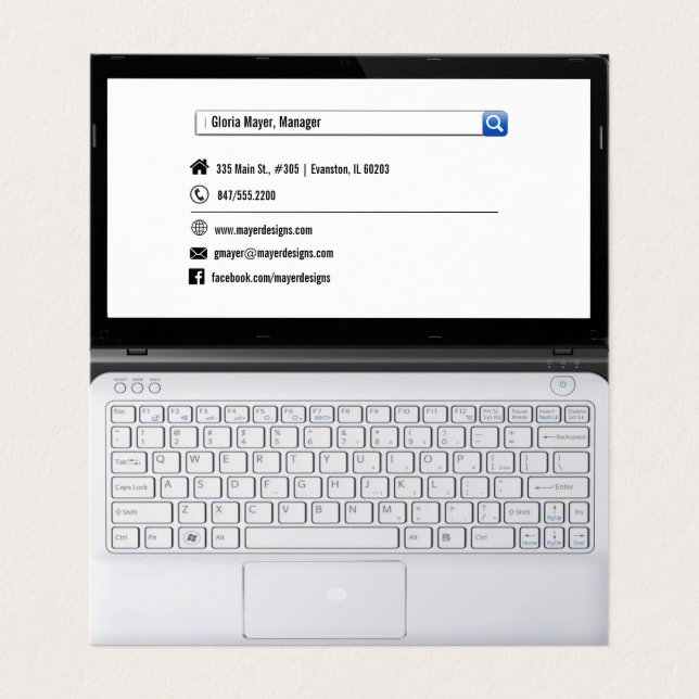 four-sided laptop screen folded business card (Inside Unfolded)