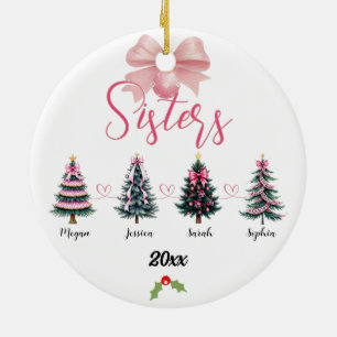 Four Sisters Christmas Tree With Custom names Ceramic Ornament