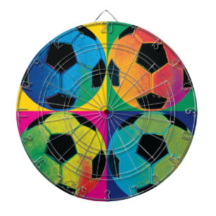Four Soccer Balls in Different Colours Dartboard