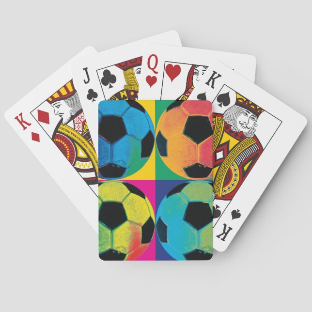 Four Soccer Balls in Different Colours Playing Cards (Back)