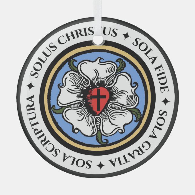 Four Solas - Lutheran Glass Ornament (Front)