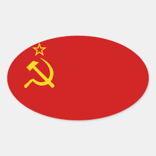 FOUR Soviet Union Flag Oval Sticker