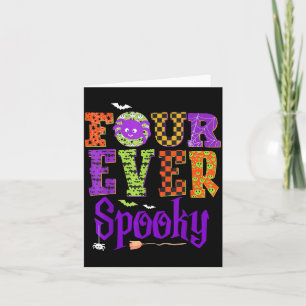Four Spooky Ghost Halloween 4th Birthday Party Card