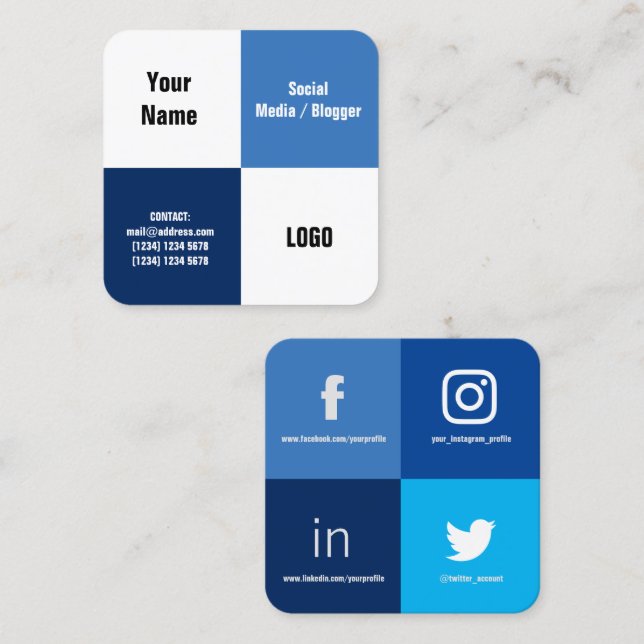 Four square split modern cover business card (Front/Back)