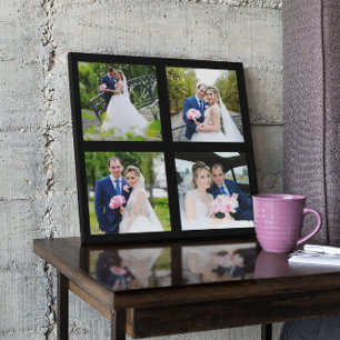 Four Square Wedding Photo Collage Black .75 Canvas Print
