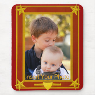 Four-Star Gold and Maroon Frame - Insert Photo! Mouse Pad