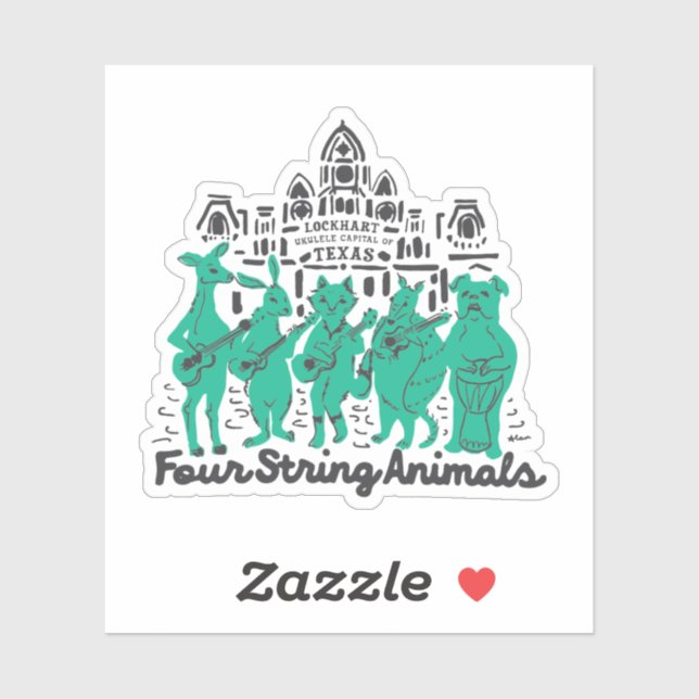 Four String Animals Vinyl Sticker (Sheet)