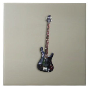 Four String Black Guitar Tile