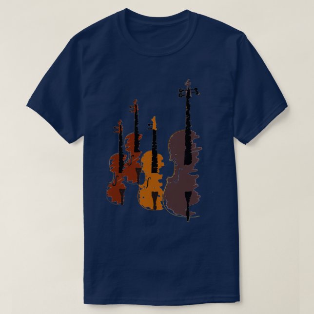 Four stylized Violins Violin Player T-Shirt (Design Front)