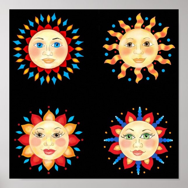 Four Sun Faces Poster (Front)