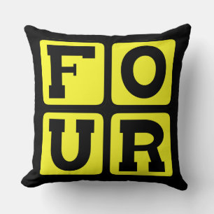 FOUR The Number Square Design Funny Age Years Old Throw Pillow