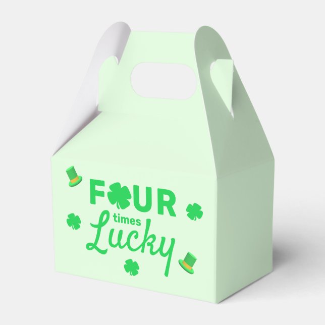 Four Times Lucky 4th Birthday Favor Box (Front Side)