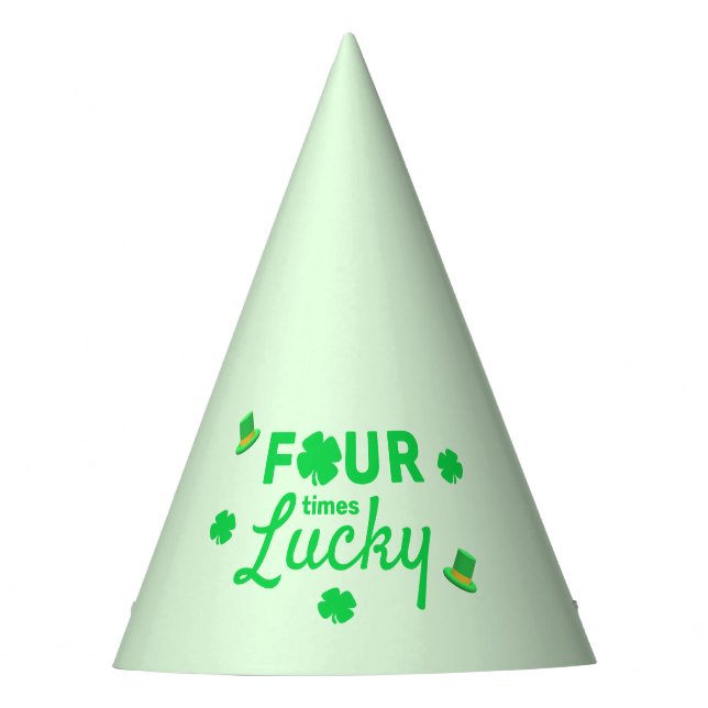 Four Times Lucky 4th Birthday Party Hat (Front)