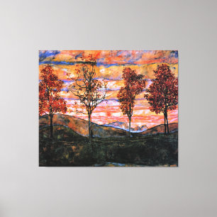 Four Trees, art by Egon Schiele, Canvas Print