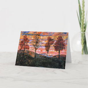 Four Trees, art by Egon Schiele, Card