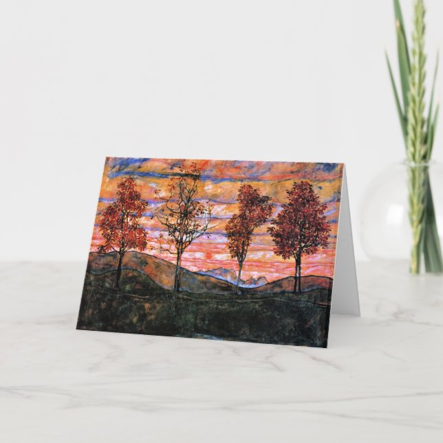Four Trees, art by Egon Schiele, Card (Front)