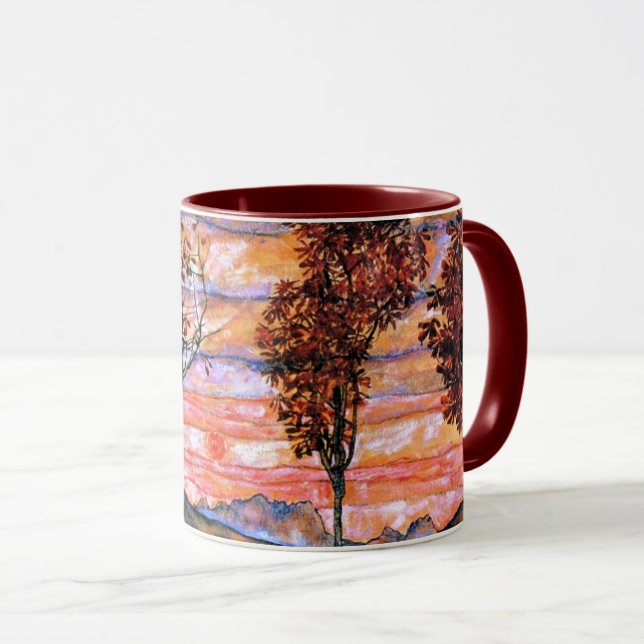 Four Trees, art by Egon Schiele, Mug (Front Right)
