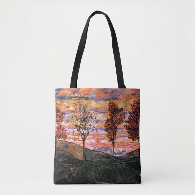 Four Trees, art by Egon Schiele, Tote Bag (Front)