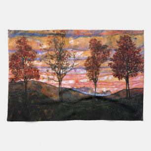 Four Trees by Egon Schiele Kitchen Towel